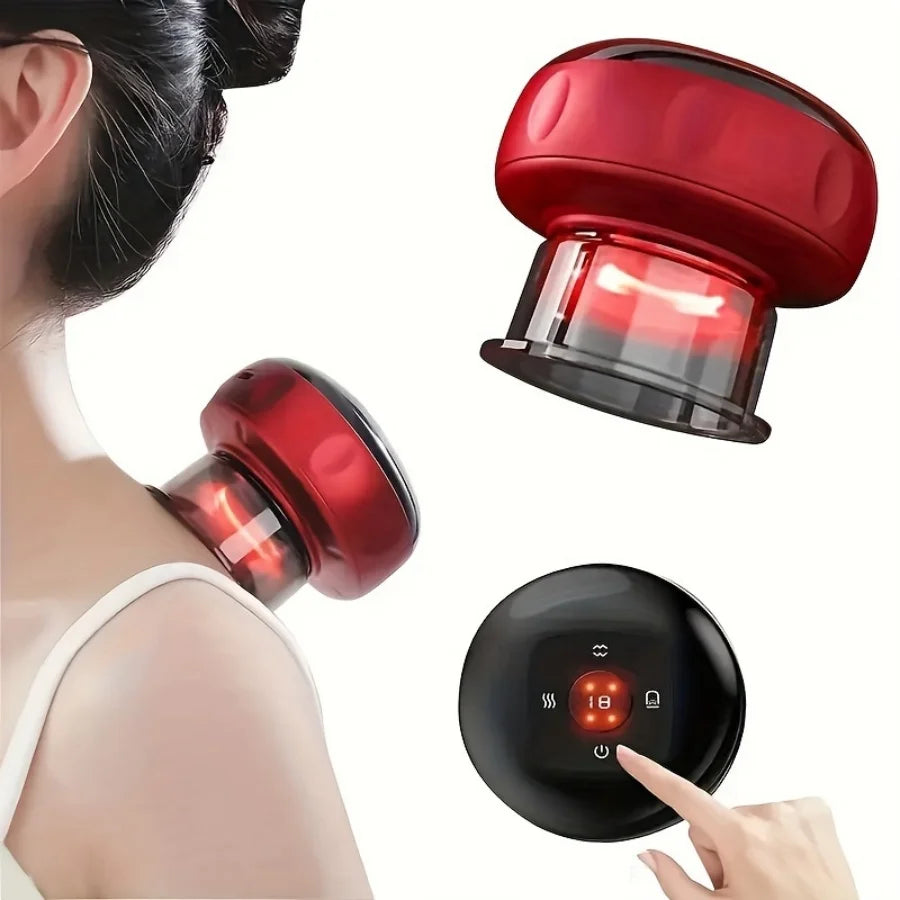 Smart Home Heated Massager 12-speed Cupping Machine Whole Body Muscle Relaxation Massager Respirable Vacuum Cupping Cup